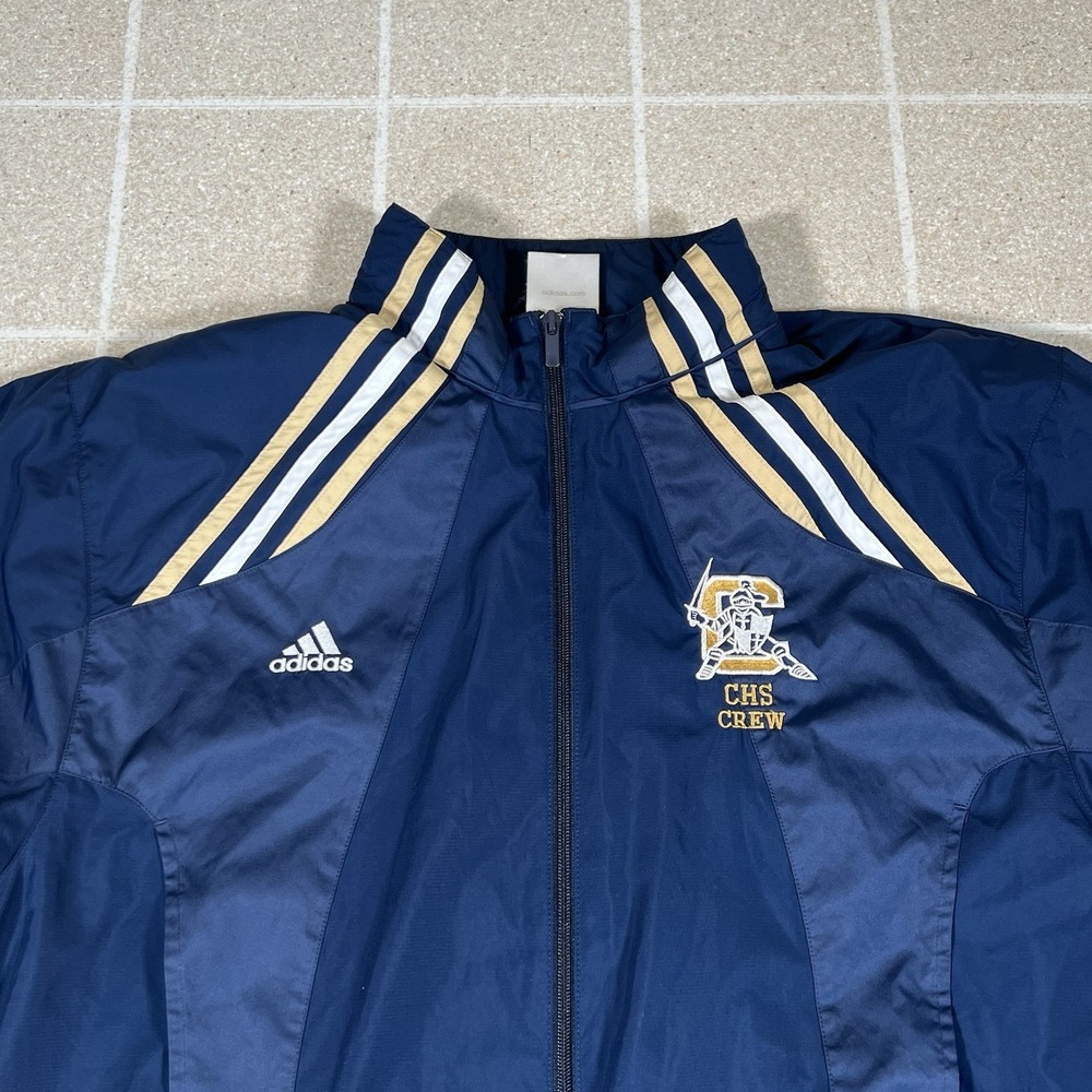 Adidas Vintage Y2K Track Suit Men's Size Sz L Nylon Windbreaker Navy Blue - Picture 3 of 16